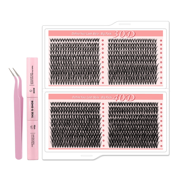 800pcs 30D40D Natural Lash Clusters kit with 8-18mm Mixed Lengths