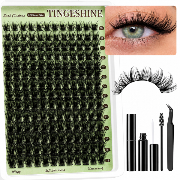 168pcs Fluffy/Volume 8-16mm Mixed Lengths Lash Clusters with Bond Seal, Tweezer & Brush