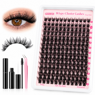 168pcs Volume/Spiky 8-16mm Mixed Lengths Lash Clusters with Bond Seal, Tweezer & Brush