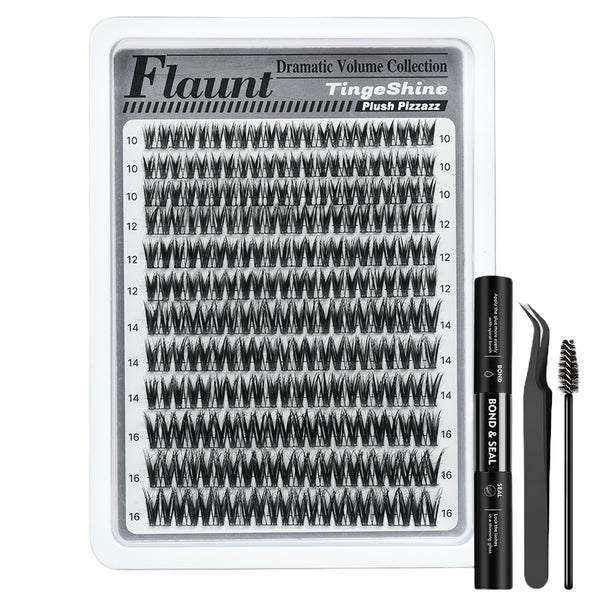 132pcs Wispy 8-16mm Mixed Lengths Lash Clusters with Bond Seal, Tweezer & Brush