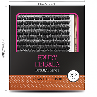 252pcs Volume/Spiky 8-16mm Mixed Lengths Lash Clusters with Bond Seal, Tweezer