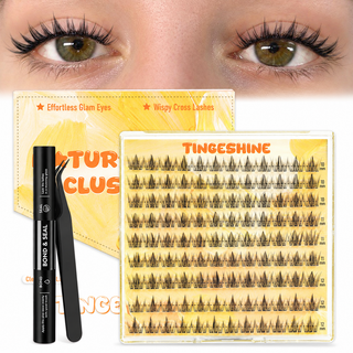 108pcs Spiky 10-12mm Mixed Lengths Lash Clusters with Bond Seal, Tweezer