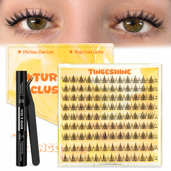 108pcs Spiky 10-12mm Mixed Lengths Lash Clusters with Bond Seal, Tweezer
