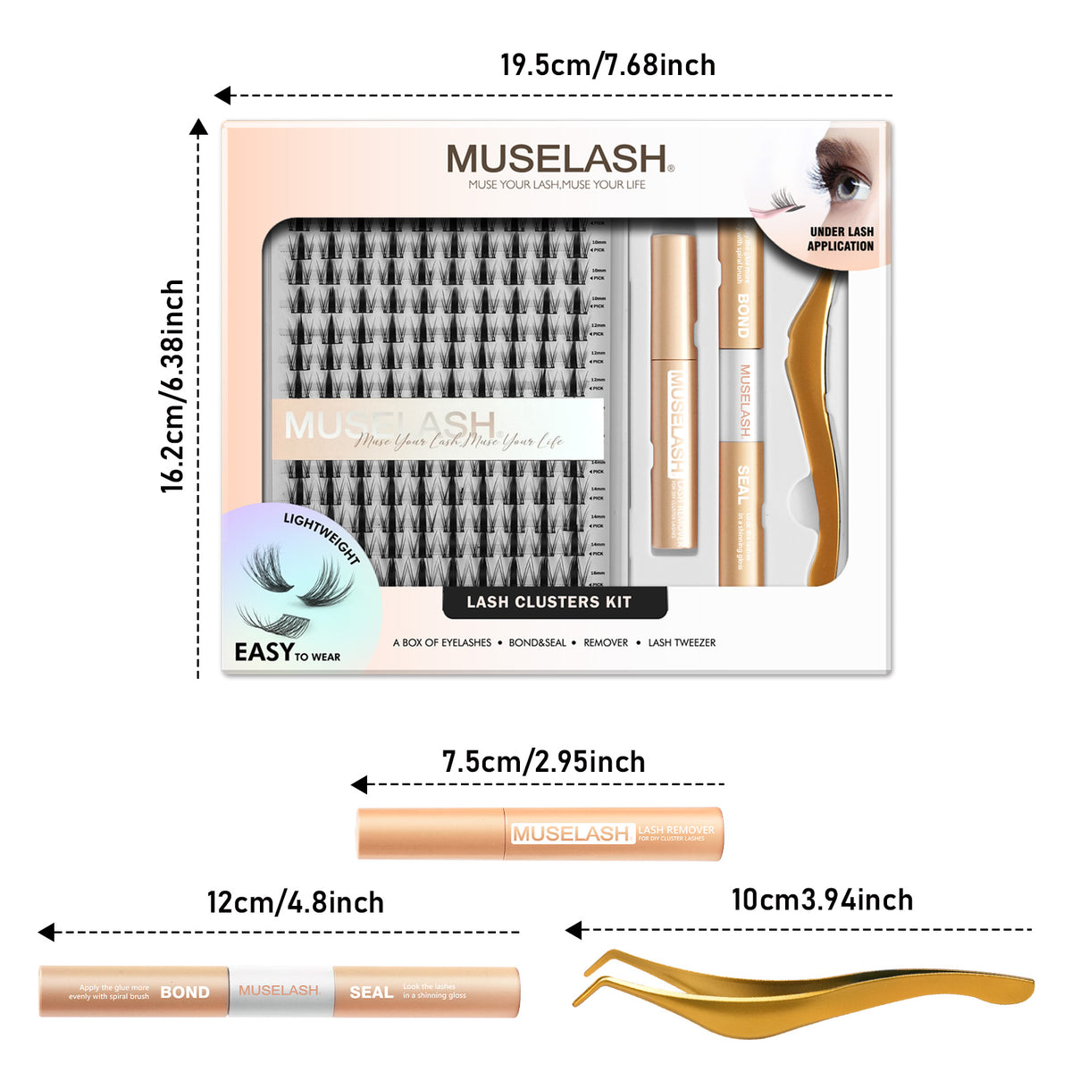 170pcs fairy/spiky Lash Clusters kit with 8-16mm Mixed Lengths