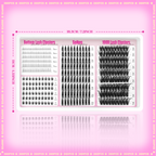 316pcs Manga/Fluffy/Volume/Spiky 5-18mm Mixed Lengths Lash Clusters with Bond Seal, Tweezer & Brush