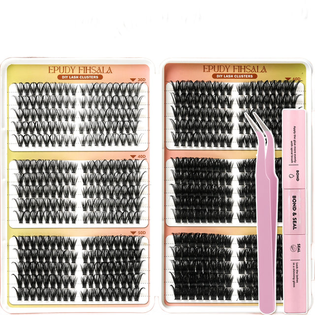 530pcs Fluffy/Volume Lash Clusters with Bond Seal, Tweezers