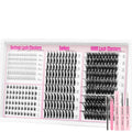 316pcs Manga/Fluffy/Volume/Spiky 5-18mm Mixed Lengths Lash Clusters with Bond Seal, Tweezer & Brush