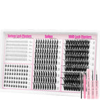 316pcs Manga/Fluffy/Volume/Spiky 5-18mm Mixed Lengths Lash Clusters with Bond Seal, Tweezer & Brush