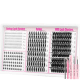 316pcs Manga/Fluffy/Volume/Spiky 5-18mm Mixed Lengths Lash Clusters with Bond Seal, Tweezer & Brush