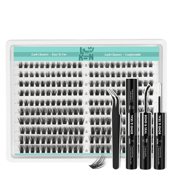 240pcs Fluffy/Volume 10-16mm Mixed Lengths Lash Clusters with Bond Seal, Tweezer