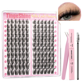 132pcs Volume/Spiky 8-16mm Mixed Lengths Lash Clusters with Bond Seal, Tweezer & Brush