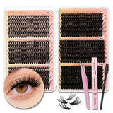 708pcs Fluffy/Volume 8-16mm Mixed Lengths Lash Clusters with Bond Seal, Tweezer & Brush