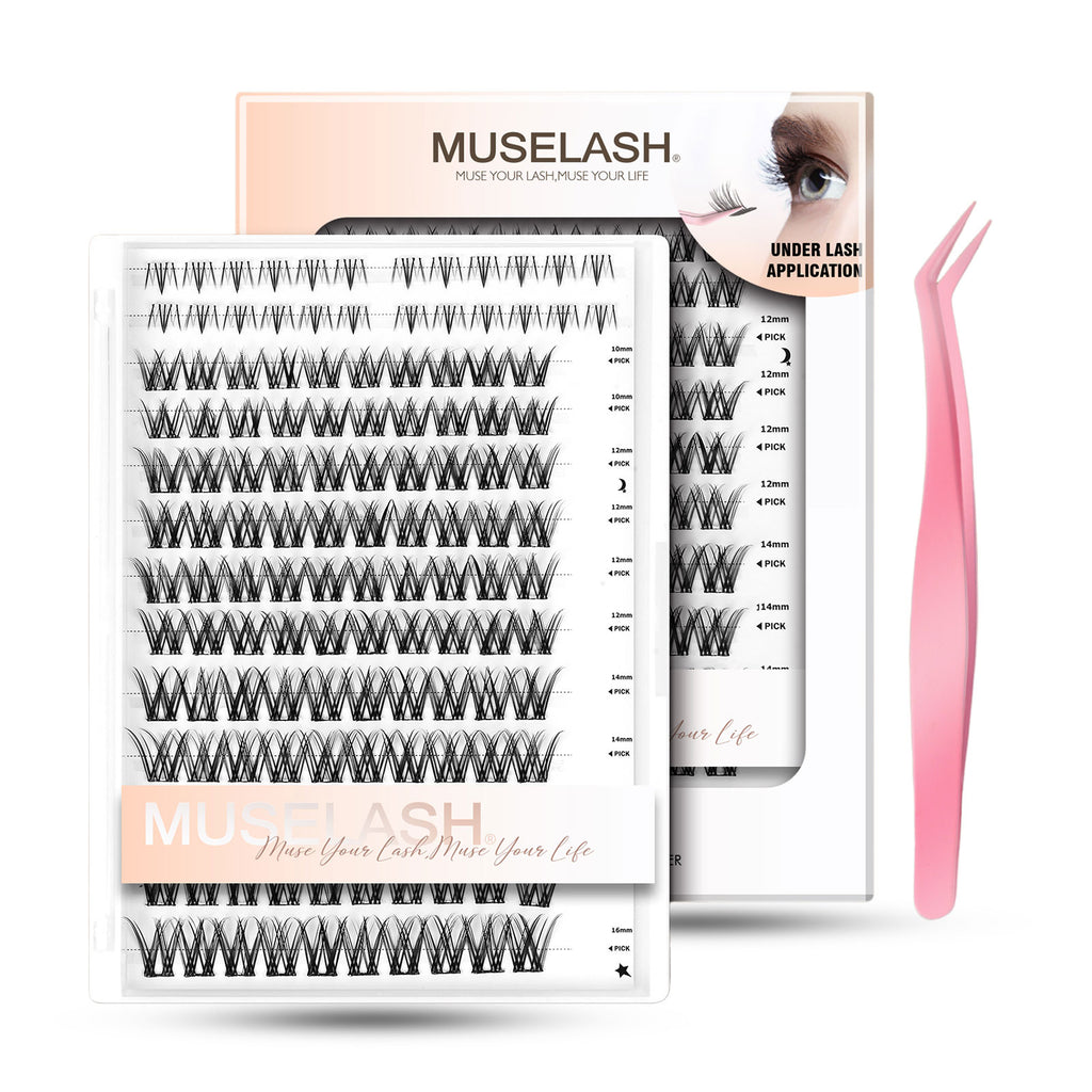 110pcs Natural Self-Adhesive False Eyelashes with 10-16mm Mixed Lengths and 24pcs 6mm Bottom Lashes