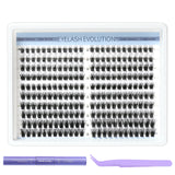 240pcs Wispy/Fluffy Lash Clusters Kit with 10-16mm Mixed Lengths with Bond Seal, Tweezer