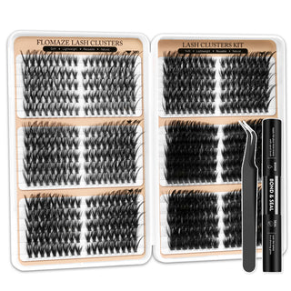 530PCS Fluffy Mixed Lengths Lash Cluster Extensions with bond and seal