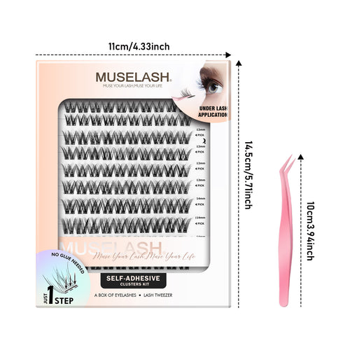 110pcs Natural Self-Adhesive False Eyelashes with 10-16mm Mixed Lengths and 24pcs 6mm Bottom Lashes