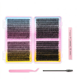 800pcs Wispy/Fluffy/Natural/Volume Lash Clusters Kit with 8-16mm Mixed Lengths with Bond Seal, Tweezer & Brush
