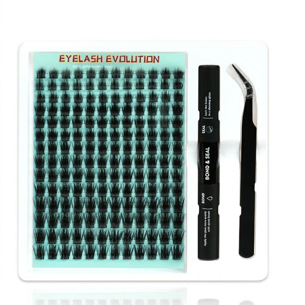 168pcs Fluffy/Volume Lash Clusters Kit with 10-16mm Mixed Lengths with Bond Seal, Tweezer