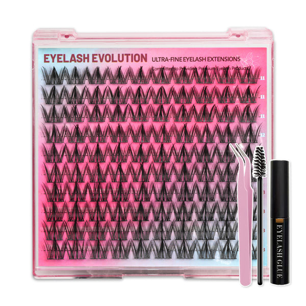 100PCS Spiky 11-13mm Mixed Lengths Lash Cluster Extensions with bond and seal