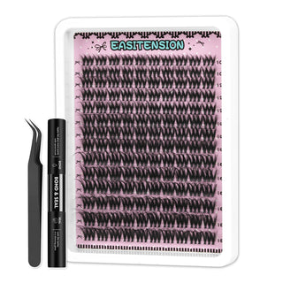 140PCS Volume 10-18mm Mixed Lengths Lash Cluster Extensions with bond and seal