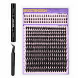 300pcs Fluffy/Volume 7-18mm Mixed Lengths Lash Clusters Kit with Bond Seal, Tweezer