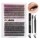 280pcs Natural 8-16mm Mixed Lengths Lash Cluster Extensions with bond and seal