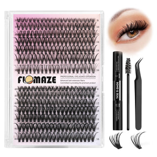 280pcs Natural 8-16mm Mixed Lengths Lash Cluster Extensions with bond and seal