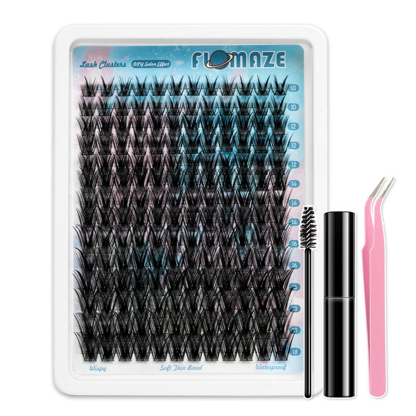168PCS Double Spider 10-18mm Mixed Lengths Lash Cluster Extensions with bond and seal