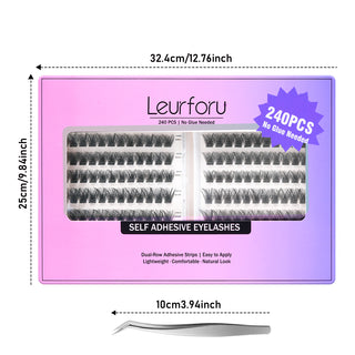 240pcs Fluffy/Volume Self-Adhesive False Eyelashes with 8-16mm Mixed Lengths