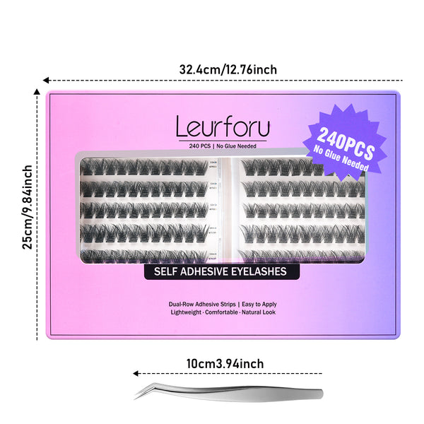240pcs Fluffy/Volume Self-Adhesive False Eyelashes with 8-16mm Mixed Lengths