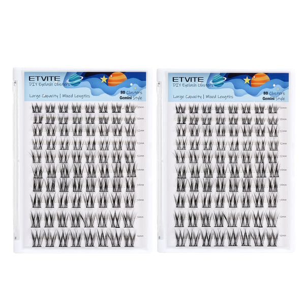 80pcs 2 Boxes Natural Lash Clusters Kit with 10-16mm Mixed Lengths