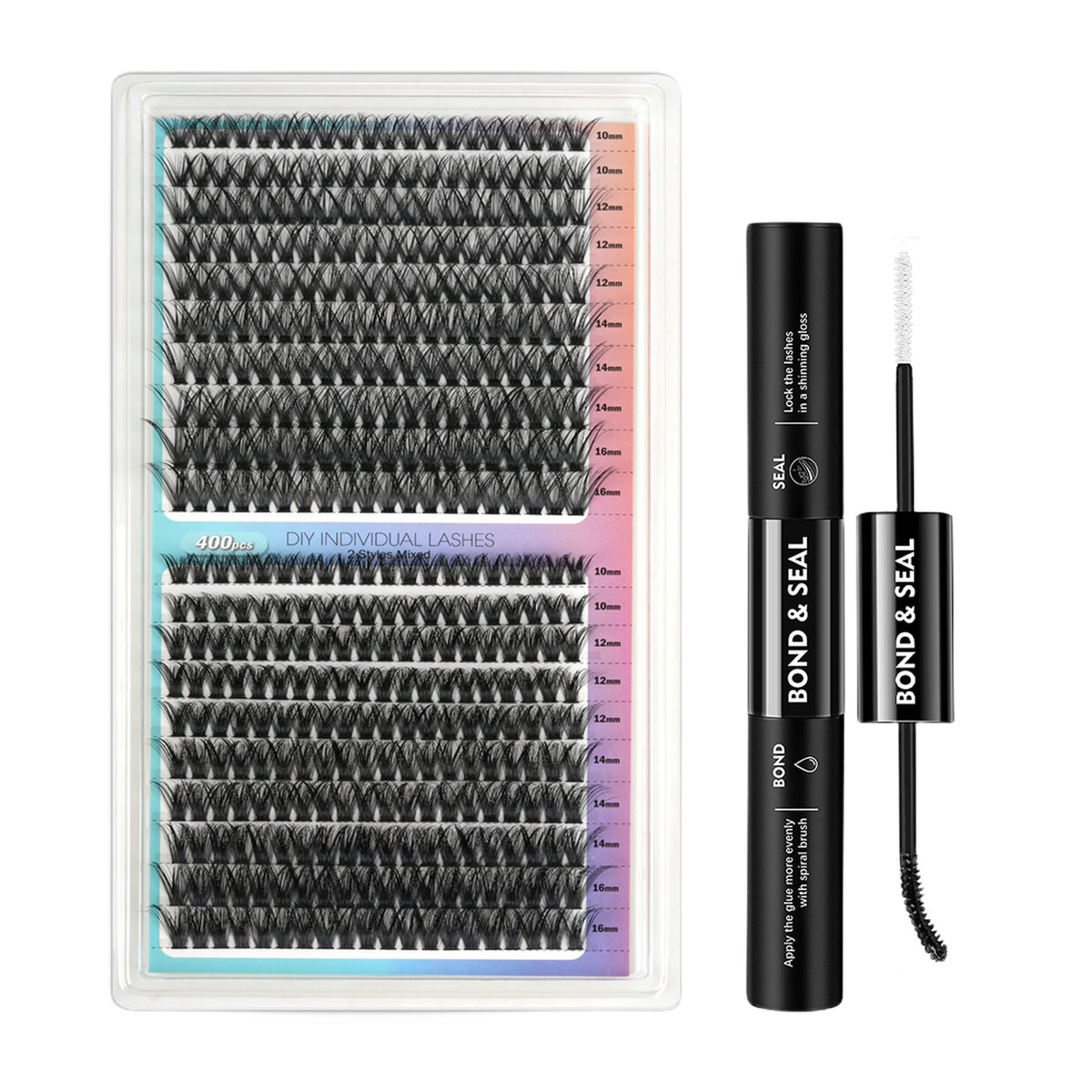 400 PCS Natural-Style False Eyelashes, 8–16 mm, Mixed Lengths lashes with bond and seal