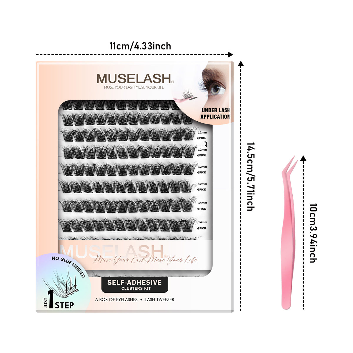 156pcs Fluffy Self-Adhesive False Eyelashes with 8-16mm Mixed Lengths