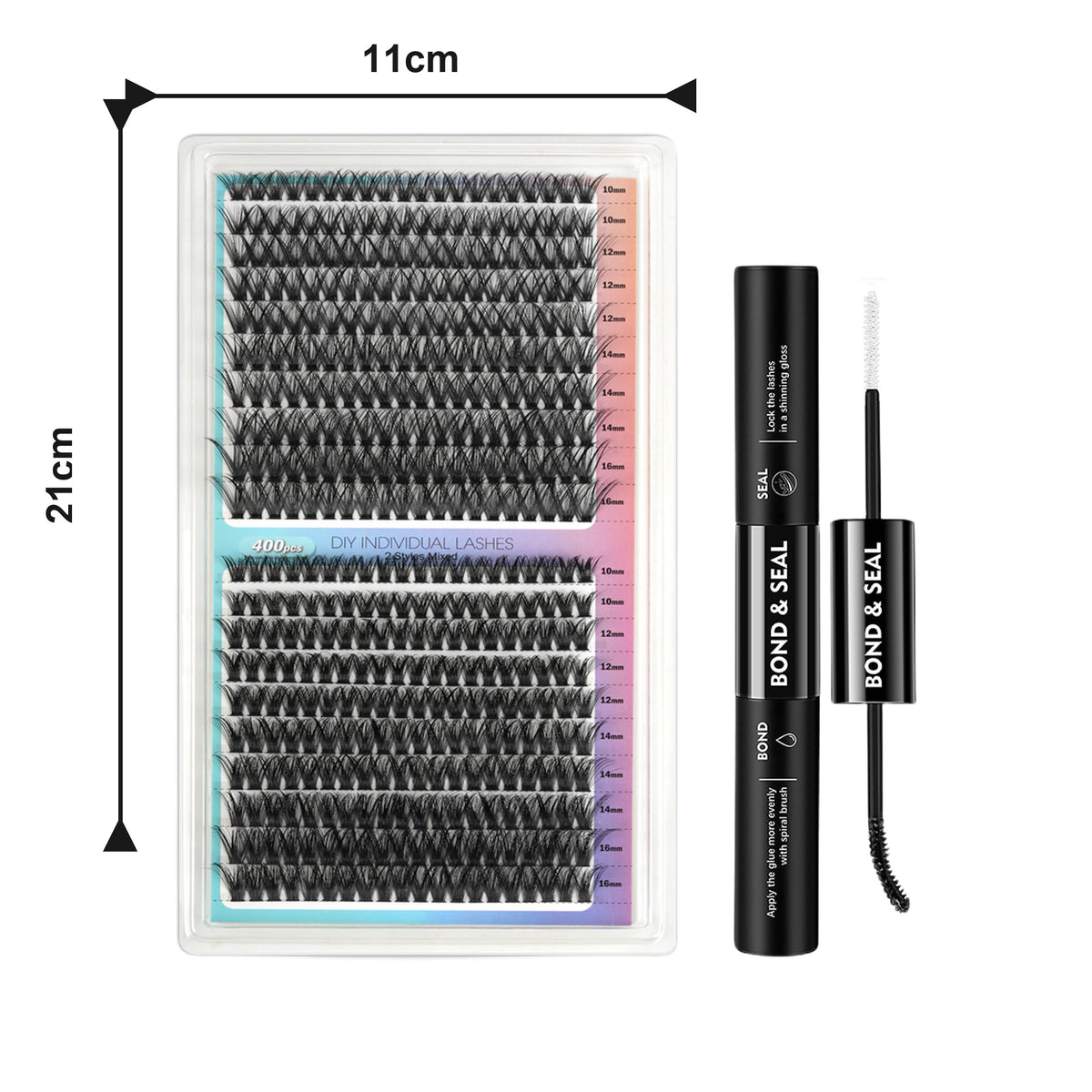 400 PCS Dense Style False Eyelashes, 8–16 mm, Mixed Lengths lashes with bond and seal