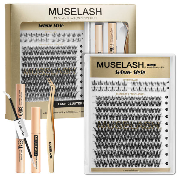 Wispy Lash Clusters Kit with 100PCS 8-16mm Mixed Length Upper Lash Clusters and 24PCS 6mm Bottom Lashes