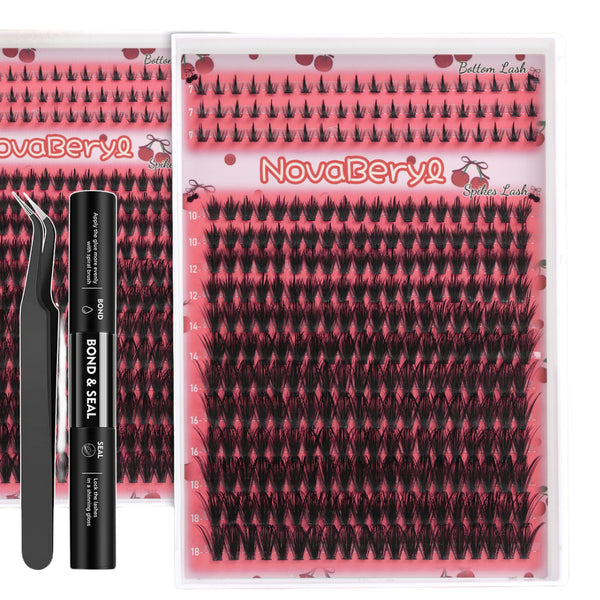 300pcs mixed upper & lower8-16mm lashes Mixed Lengths Lash Clusters with Bond Seal, Tweezer
