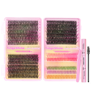 600pcs Natural Lashes 10-18mm Mixed Lengths Colorful Lash Clusters Kit with bond and seal