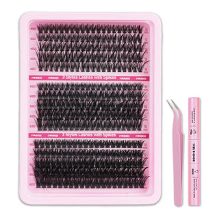 300PCS Mixed Style 10-18mm Mixed Lengths Lash Cluster Extensions with bond and seal
