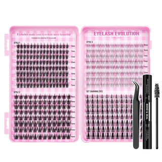 416PCS Mixed Style 8-16mm Mixed Lengths Lash Cluster Extensions with bond and seal