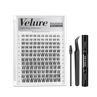 120pcs Natural/Wispy Lashes 100D 8-16mm Mixed Lengths Lash Clusters Kit with bond and seal