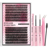 280pcs Natural Lashes 50D+60D 8-16mm Mixed Lengths Lash Clusters Kit with bond and seal