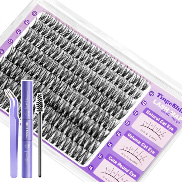 88pcs Natural/Wispy Lash Clusters Kit 10-16mm Mixed Lengths with bond and seal