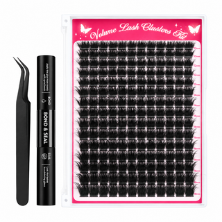 180pcs Volume Lash Clusters Kit 10-18mm Mixed Lengths with bond and seal