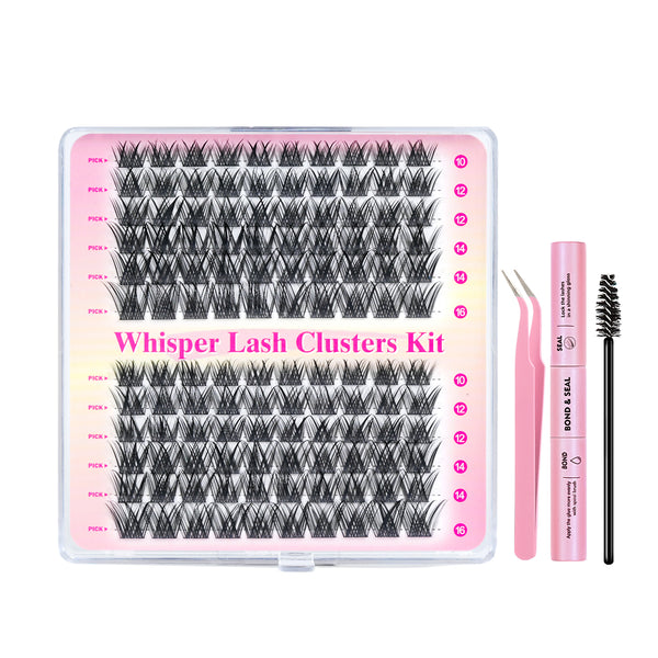 120pcs Cross Lash Clusters Kit 10-16mm Mixed Lengths with bond and seal