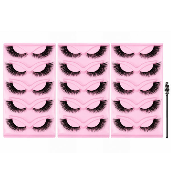 5 Pairs of False Eyelashes in 3 Trays Fluffy Lash Clusters Kit