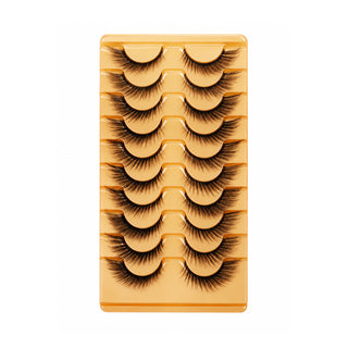 10 pairs natural fluffy half lashes cat eye cluster